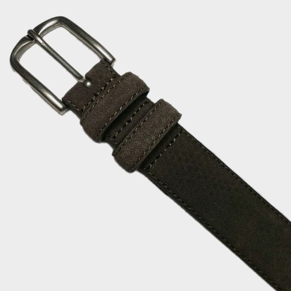 Lucky Brand Men’s Belt 32 NWT Brown Suede Leather Silver Buckle 1 1/4” BUWG1172